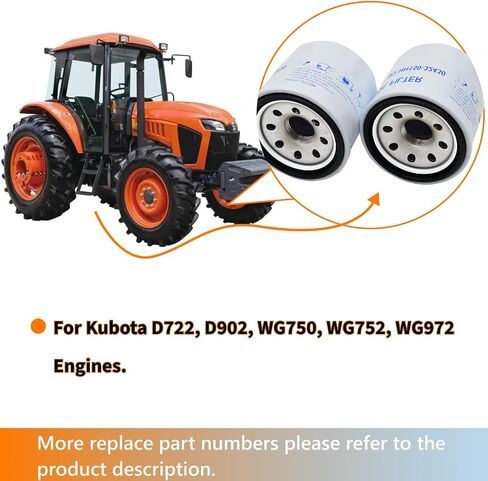 2PCS Oil Filters HH150-32430 HH1J0-32430 Compatible with Kubota D722 D902 WG750 WG752 WG972 Engines for Grasshopper 321D 325 329 432 721 721D 725 932 Mowers in Saudi Arabia