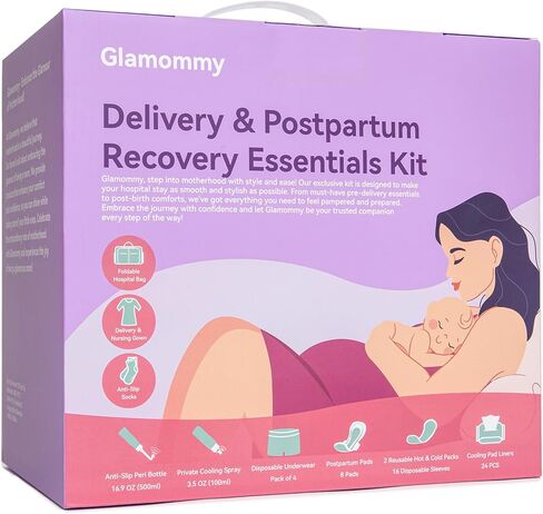 Postpartum Recovery Essentials Kit for Women, Labor & Delivery Postpartum Care, Peri Bottle, Cooling Spray, Disposable Postpartum Underwears, Postpartum Pads, Hot&Cold Packs, Soothing Liners in Kuwait