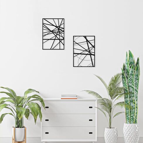 Art3Dwallpanels أسود مجردة جدار الفن ، معدن واحد خط واحد ديكور جدار الفن ، التماثيل ثلاثية الأبعاد ، ديكور الحديث لدراسة حمام غرفة المعيشة ، 17 '× 12' '، 4 حزمة in Kuwait