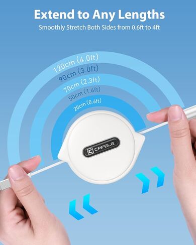 CAFELE Multi Charging Cable【Handy Charging】 3in1 Retractable USB Charging Cable with Type C/Micro USB/IP, Multiple Phone Charger Cord for Phone 14 13 12 11, Samsung S23 S22 S21(4ft)-Red in Kuwait