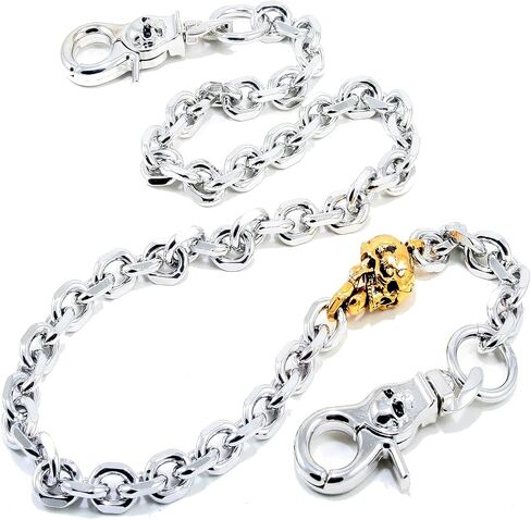 Double K Heavy Strong Gold Skull/Stick Pendant Key Jean Wallet Chain (21" / 27.5") Silver Black CS40 CS49 in Saudi Arabia