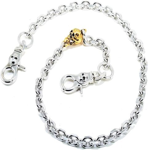Double K Heavy Strong Gold Skull/Stick Pendant Key Jean Wallet Chain (21" / 27.5") Silver Black CS40 CS49 in Saudi Arabia