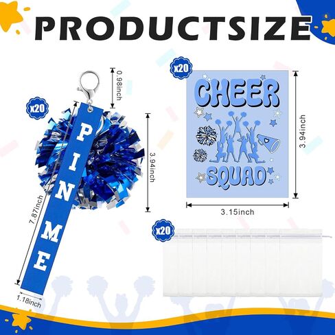 Pin Me Cheer Ribbon Keychain with Gift Cards and Organza Bags Pom Pom Cheer Gifts Set for Cheerleader Team in Saudi Arabia
