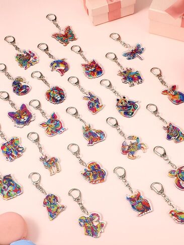 50 Pcs Colorful Animal Keychain Bulk Acrylic Animal Hawaiian Tropical Key Ring Gifts for Women Men Adult Pool Birthday Decor in Saudi Arabia