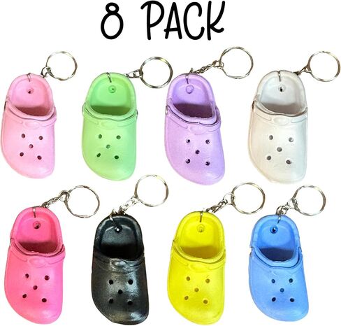 Lashicorn Shoe Keychain with Holes for Gibbitz | 8 Pack Bulk Shoe Mini Charm Accessory Mini Party Favor Gag Gift White Green Blue Yellow in Saudi Arabia