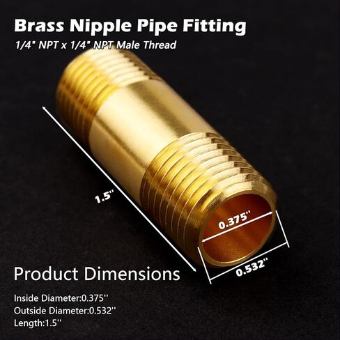 تركيبات أنابيب الحلمة النحاسية 1/4 بوصة، موصل مستقيم موسع خيط ذكر 1/4 بوصة NPT x 1/4 بوصة NPT، طول 1-1/2 بوصة 1000 رطل لكل بوصة مربعة (عبوتان) in Kuwait