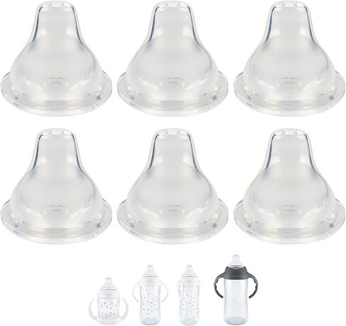 Sippy Straw Nipples for Nuk Sippy Cup, Straw Cup & Learner Cup, Not for Nuk Bottle, Soft 100% Silicone Straw Cup Nipples, 8m+, Variable Flow, 6 Count in Kuwait