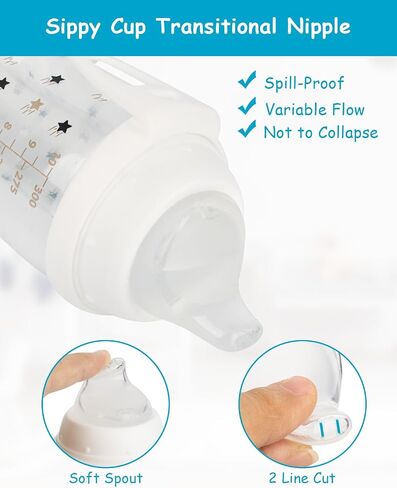 Sippy Straw Nipples for Nuk Sippy Cup, Straw Cup & Learner Cup, Not for Nuk Bottle, Soft 100% Silicone Straw Cup Nipples, 8m+, Variable Flow, 6 Count in Kuwait