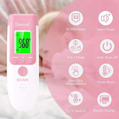 Non-Touch Forehead Thermometer, Digital Infrared Thermometer 2 in 1 for Adult and Kids Baby Thermometer with Fever Alarm in Kuwait