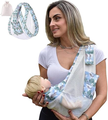 Adjustable Baby Sling for Newborn to Toddler (7–44 lbs) – Soft Wrap with Safety Buckle & Shoulder Straps – Hands-Free, Comfortable Babywearing – Tropical Blue in Saudi Arabia