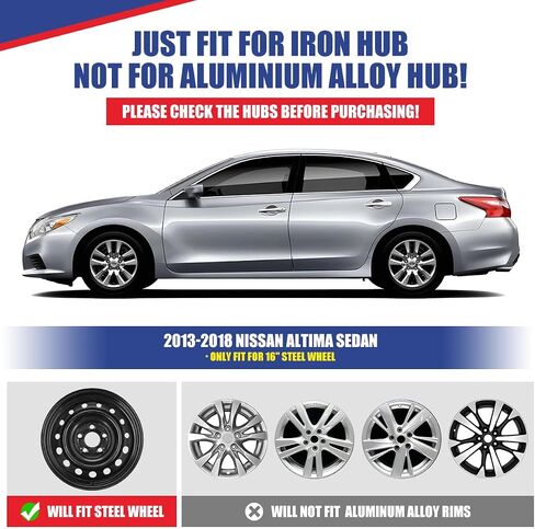 CPW 16'' Hubcaps Fit for 2013 2014 2015 2016 2017 2018 Nissan Altima, Wheels Rim Cover Fit for 2013-2018 Nissan Altima 16'' Steel Wheels, ABS & PC Material Hub Caps Set of 4 (16-Inch, Black Lacquer) in Saudi Arabia