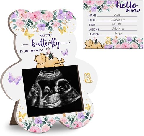 Winnie A Little Honey is On the Way Wooden Ultrasound Photo Frame, the Pooh Ultrasound Photo Frame, Honey Decor Ultrasound Photo Frame with Writing Card, Gift for First Time Moms 4.3 * 5.3 IN Picture in Saudi Arabia