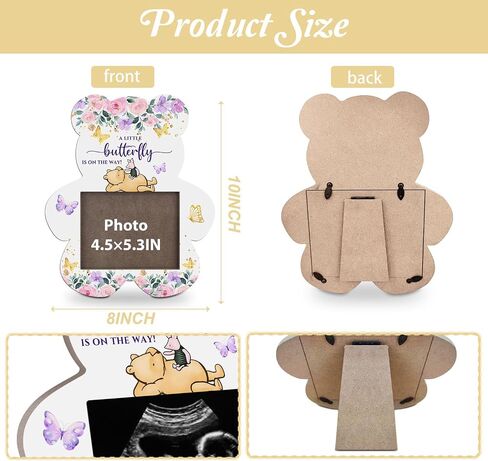 Winnie A Little Honey is On the Way Wooden Ultrasound Photo Frame, the Pooh Ultrasound Photo Frame, Honey Decor Ultrasound Photo Frame with Writing Card, Gift for First Time Moms 4.3 * 5.3 IN Picture in Saudi Arabia