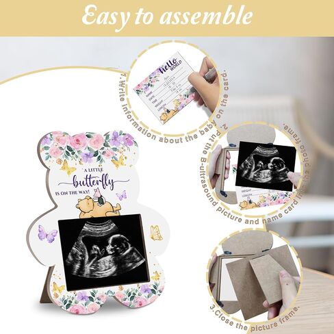 Winnie A Little Honey is On the Way Wooden Ultrasound Photo Frame, the Pooh Ultrasound Photo Frame, Honey Decor Ultrasound Photo Frame with Writing Card, Gift for First Time Moms 4.3 * 5.3 IN Picture in Saudi Arabia