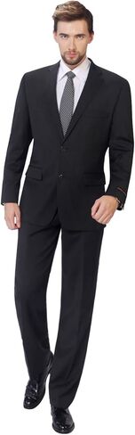 P&L Men's 2 Piece Wool Blend Suits Classic Fit - Single Breasted Two Button Jacket and Pants Set in Kuwait