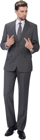 P&L Men's 2 Piece Wool Blend Suits Classic Fit - Single Breasted Two Button Jacket and Pants Set in Kuwait