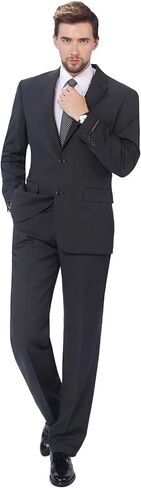 P&L Men's 2 Piece Wool Blend Suits Classic Fit - Single Breasted Two Button Jacket and Pants Set in Kuwait