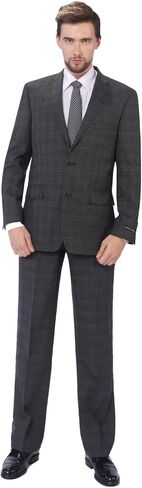 P&L Men's 2 Piece Wool Blend Suits Classic Fit - Single Breasted Two Button Jacket and Pants Set in Kuwait