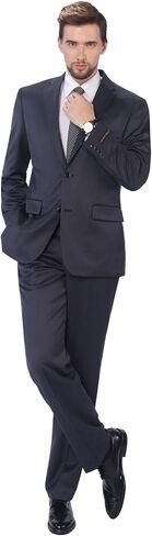 P&L Men's 2 Piece Wool Blend Suits Classic Fit - Single Breasted Two Button Jacket and Pants Set in Kuwait