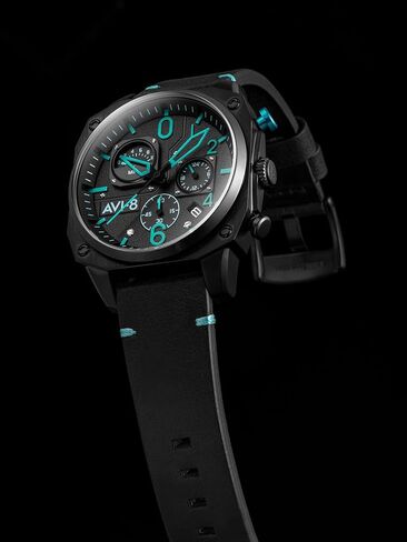 AVI-8 Mens 45mm Hawker Hunter Retrograde Chronograph Japanese Quartz Pilot Watch with Leather, Rubber or Stainless Steel Strap AV-4052 in Kuwait