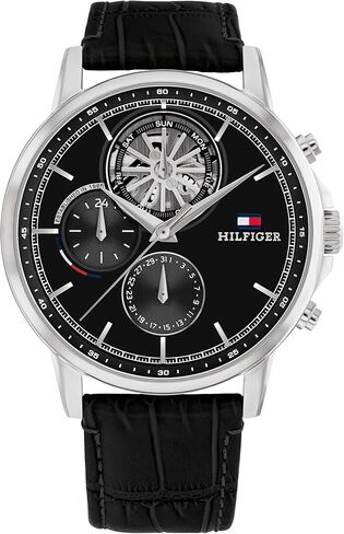 Tommy Hilfiger Mens Dress Watch - ساعة معصم من الجلد متعدد الوظائف - مقاومة للماء حتى 5 أجهزة الصراف الآلي/50 مترًا - ساعة أزياء متميزة لجميع المناسبات - 44 ملم in Saudi Arabia