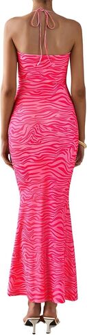 Prettygarden Maxi Dresses for Women 2025 Summer Halter Leopard Printless Sexy Bodycon Cruise Cocktail Dress Long in Saudi Arabia