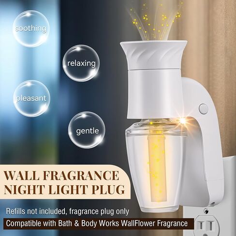 Nuanchu 2 Pack Wall Fragrance Plug in with Timer Function, Night Light, Compatible with Bath and Body Works WallFlower Fragrance, Rotatable, Accurate Scent Diffuser Control, Not Included Refills in Saudi Arabia