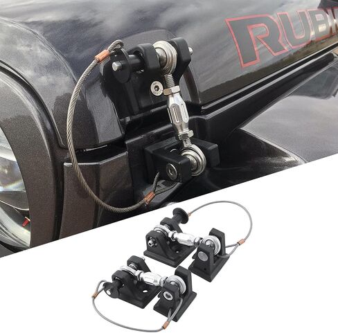 DV8 Offroad | D-JL-190001-K | Hood Hold Down Set لـ 18-25 Wrangler JL & 20-25 Gladiator JT | غير قفل | دبوس الإفراج السريع وربط القابل للضبط | الفولاذ المقاوم للصدأ والبليت الألومنيوم in Kuwait