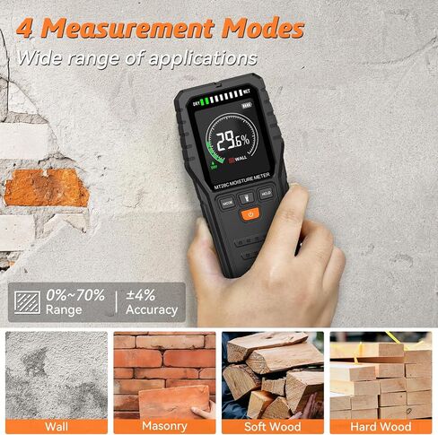 Moisture Meter, Wood Moisture Tester for Walls Drywall Concrete, Firewood Moisture Meters Hardwood Lumber Floor Carpet Water Leak Detector for Logs in Saudi Arabia