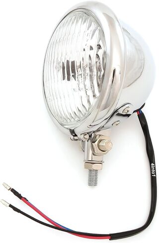 4.5" 4 1/2 Inch Bottom Mount Halogen H4 Headlight Chrome with Clear Lens - Metal Shell Glass Lens Motorcycle Car Truck Old School Retro Bates Style in Saudi Arabia