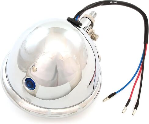 4.5" 4 1/2 Inch Bottom Mount Halogen H4 Headlight Chrome with Clear Lens - Metal Shell Glass Lens Motorcycle Car Truck Old School Retro Bates Style in Saudi Arabia
