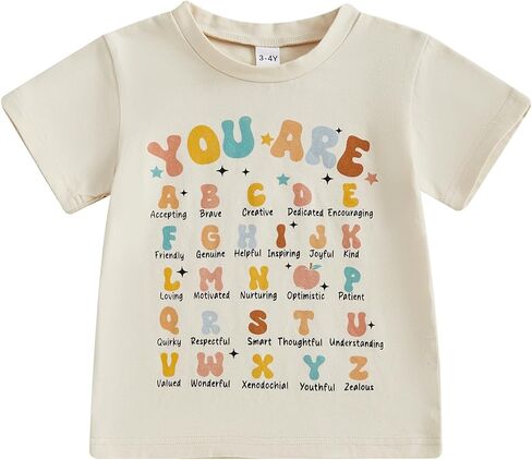 Back to School Outfits for Girls Boys Toddler Letter Print First Day of School Shirt for Preschool Kindergarten in Kuwait