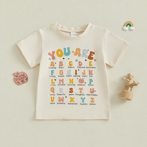 Back to School Outfits for Girls Boys Toddler Letter Print First Day of School Shirt for Preschool Kindergarten in Kuwait