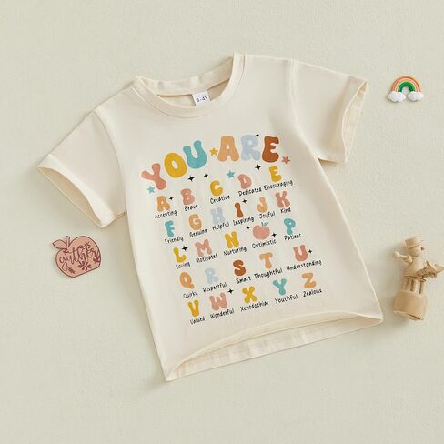 Back to School Outfits for Girls Boys Toddler Letter Print First Day of School Shirt for Preschool Kindergarten in Kuwait