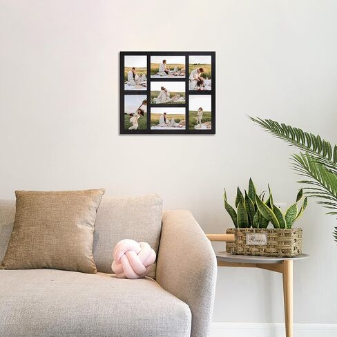 4x6 Picture Frame Collage for Wall Decor, Multiple Photo Collage Frames with Tempered Glass, 7-Opening for 4 x 6 Picture Frames, Rustic Black, 1 Pack in Kuwait