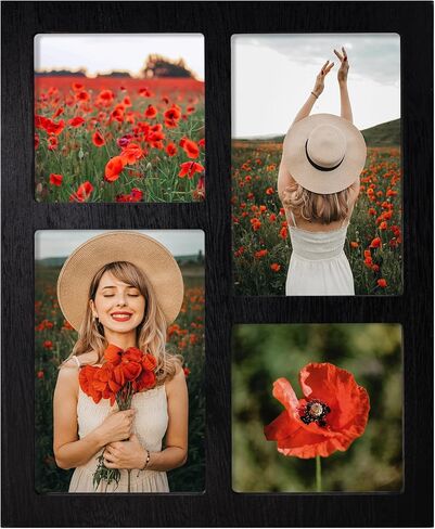4x6 Picture Frame Collage for Wall Decor, Multiple Photo Collage Frames with Tempered Glass, 7-Opening for 4 x 6 Picture Frames, Rustic Black, 1 Pack in Kuwait