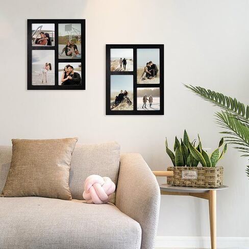 4x6 Picture Frame Collage for Wall Decor, Multiple Photo Collage Frames with Tempered Glass, 7-Opening for 4 x 6 Picture Frames, Rustic Black, 1 Pack in Kuwait