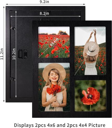 4x6 Picture Frame Collage for Wall Decor, Multiple Photo Collage Frames with Tempered Glass, 7-Opening for 4 x 6 Picture Frames, Rustic Black, 1 Pack in Kuwait