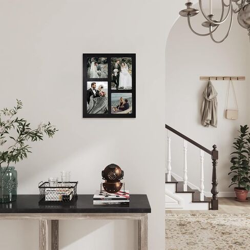4x6 Picture Frame Collage for Wall Decor, Multiple Photo Collage Frames with Tempered Glass, 7-Opening for 4 x 6 Picture Frames, Rustic Black, 1 Pack in Kuwait