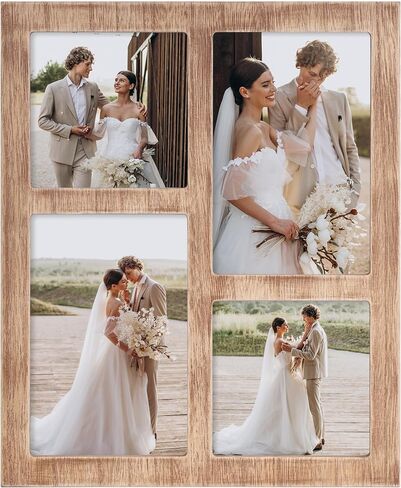 4x6 Picture Frame Collage for Wall Decor, Multiple Photo Collage Frames with Tempered Glass, 7-Opening for 4 x 6 Picture Frames, Rustic Black, 1 Pack in Kuwait