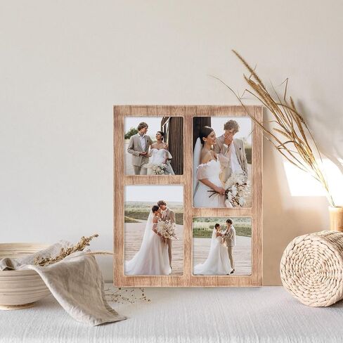4x6 Picture Frame Collage for Wall Decor, Multiple Photo Collage Frames with Tempered Glass, 7-Opening for 4 x 6 Picture Frames, Rustic Black, 1 Pack in Kuwait