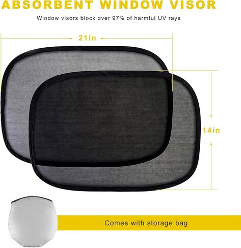 2 PCS Window Window ، 21 "x14" ثابتة متشبث بالسيارات ، شاشة نافذة الجانبية شاشة الشمس ، تغطية قابلة للإزالة ، غطاء شمسي ، حماية طفلك من أشعة أشعة الشمس فوق الأشعة فوق البنفسجية (شفافة) in Saudi Arabia