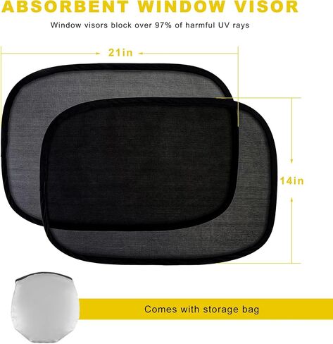 2 PCS Car Window Shade, 21"x14" Static Cling Automotive Side Window Screen Sun Shade Blocker, Removable Car Sunshade Cover Protect Your Child from Sun Glare Heat UV Rays (Transparent) in Kuwait