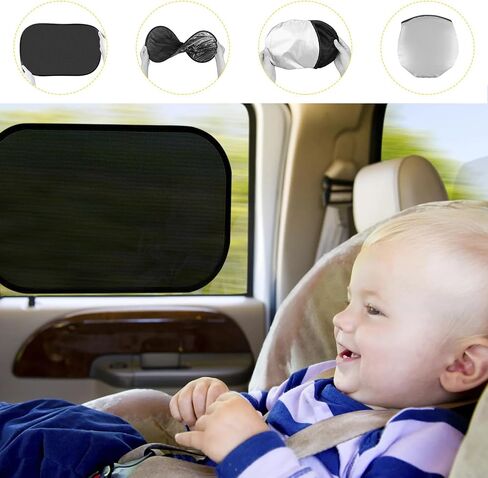 2 PCS Car Window Shade, 21"x14" Static Cling Automotive Side Window Screen Sun Shade Blocker, Removable Car Sunshade Cover Protect Your Child from Sun Glare Heat UV Rays (Transparent) in Kuwait
