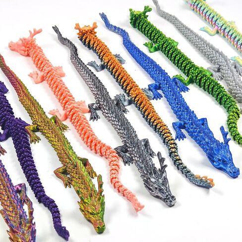 12PCS 3D Printed Dragon Figurine Collection, 11.8 inch Dragon Statues, Random Colors in Saudi Arabia