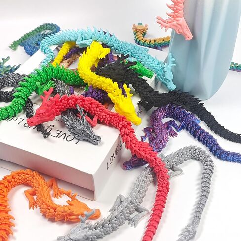 12PCS 3D Printed Dragon Figurine Collection, 11.8 inch Dragon Statues, Random Colors in Saudi Arabia