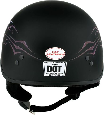Hot Leathers HLD1052 DOT Skull Cap Half Helmet - Flat Black with Purple Butterfly Design Bikers in Saudi Arabia