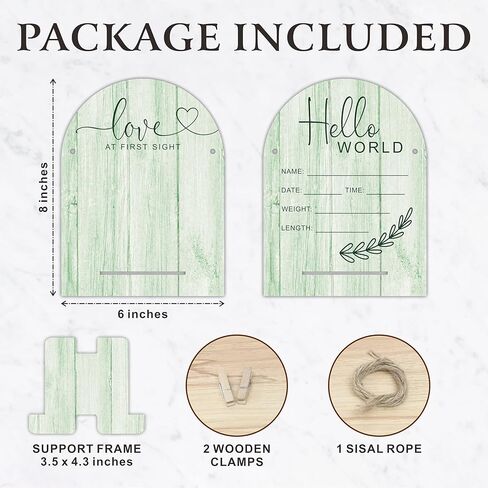 Hello World Baby Newborn Wooden Sign - Ultrasound Picture Frame With Stand - Double Sided Print Unfinished Baby Announcement Plaque - Hospital Nursery Baby Milestone Board & Pregnancy Gift(Pink) - A09 in Saudi Arabia
