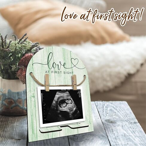 Hello World Baby Newborn Wooden Sign - Ultrasound Picture Frame With Stand - Double Sided Print Unfinished Baby Announcement Plaque - Hospital Nursery Baby Milestone Board & Pregnancy Gift(Pink) - A09 in Saudi Arabia