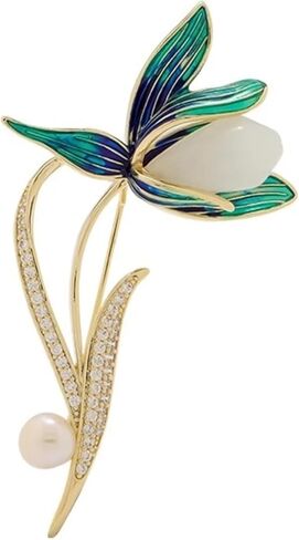 Elegant Flower Brooch for Women, Vintage Premium Enamel Boutonniere, Coat and Suit Pendant Necklace, Jasmine Magnolia Lily Osmanthus Designs in Saudi Arabia